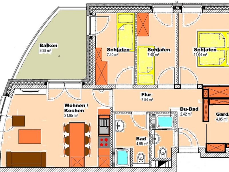 Grundriss der Wohnung 2.07