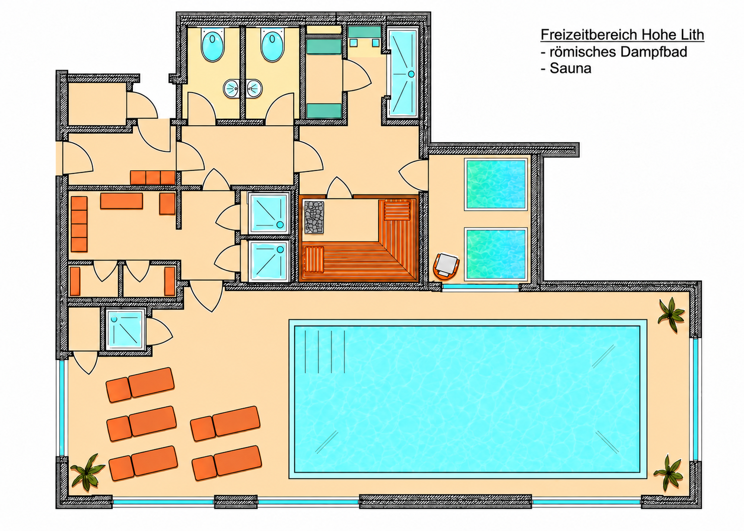 Grundriss des Freizeitbereichs der Residenz Hohe Lith