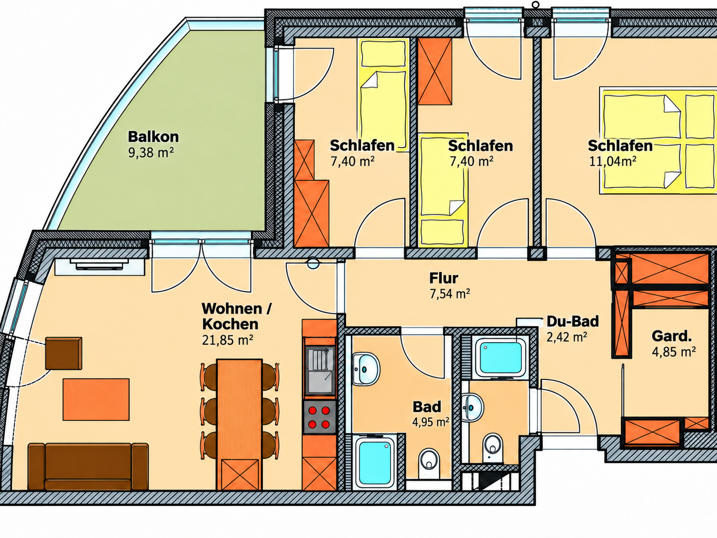 Grundriss der Ferienwohnung Hohe Lith 2.07