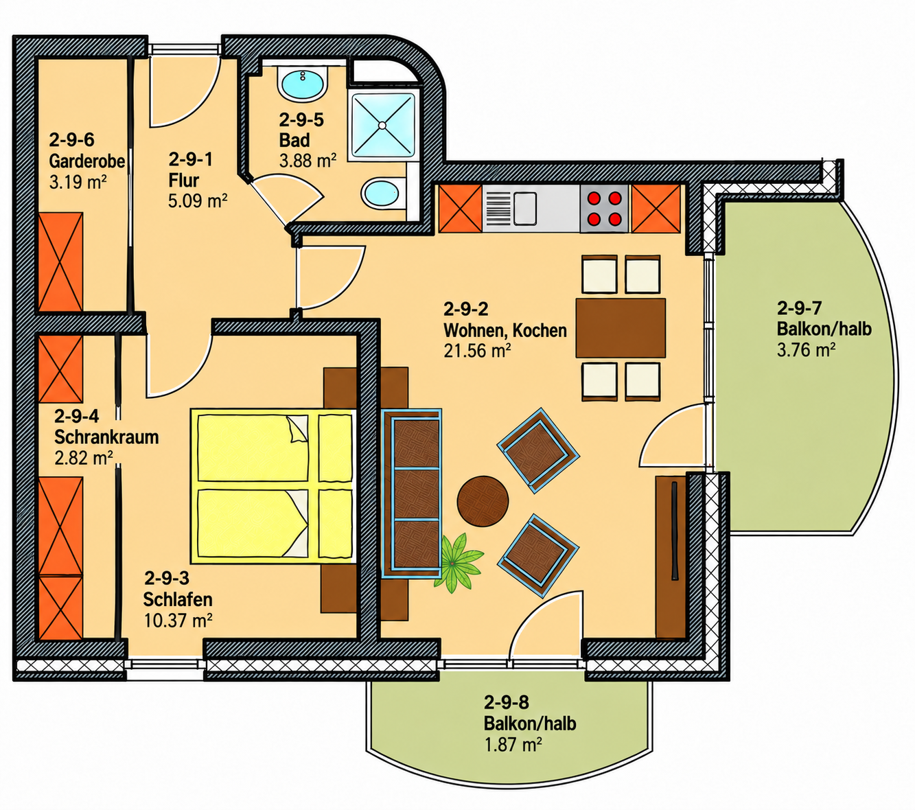 Grundriss der Ferienwohnung Hohe Lith 2.09